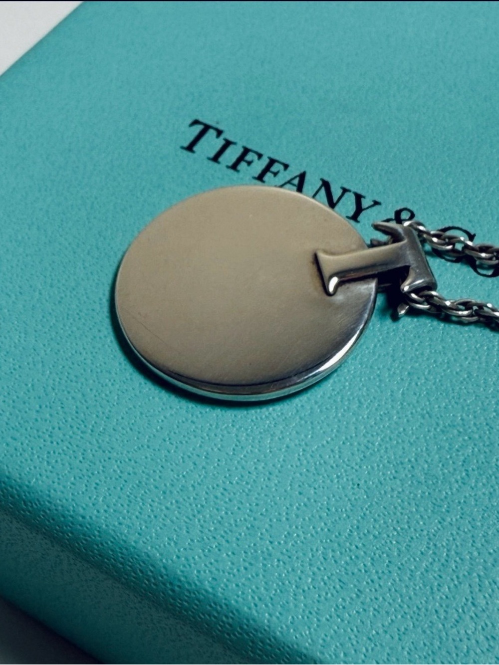 Rare Vintage Tiffany Sterling Round Medallion T Pendant Necklace - Japan Vintage